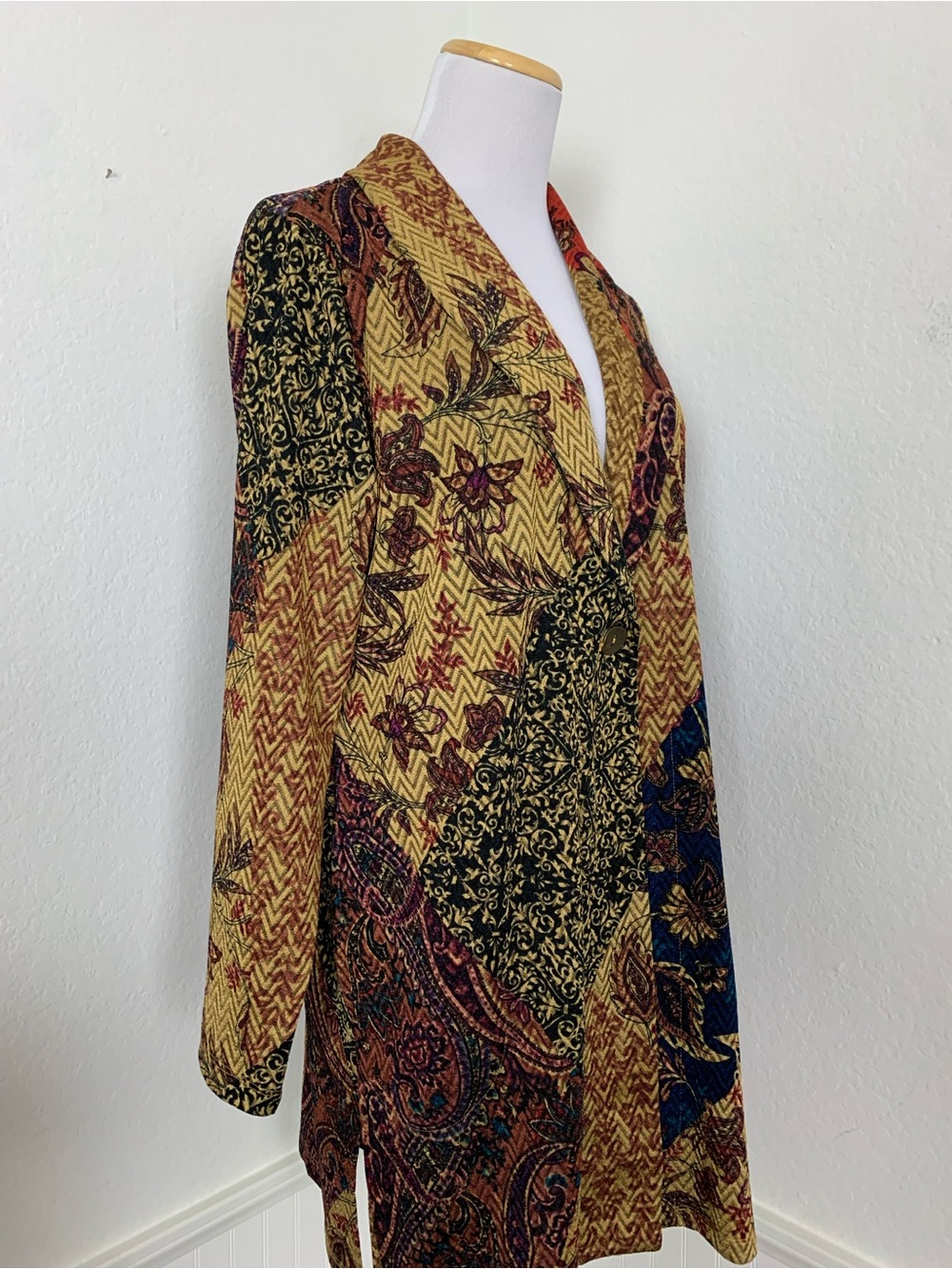 Susan Graver Longline Paisley Cardigan Topper Women’s MP One Button Colorful - Picture 14 of 14